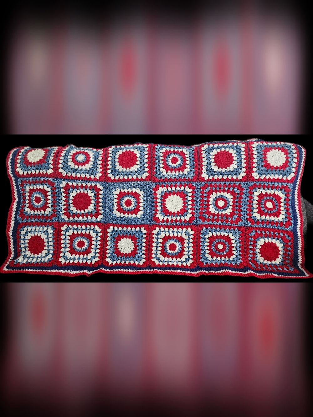 **BRAND NEW!!!*** Hand Made Patriotic Crocheted Throw..❤️🤍💙🇺🇲🇺🇲🇺🇲